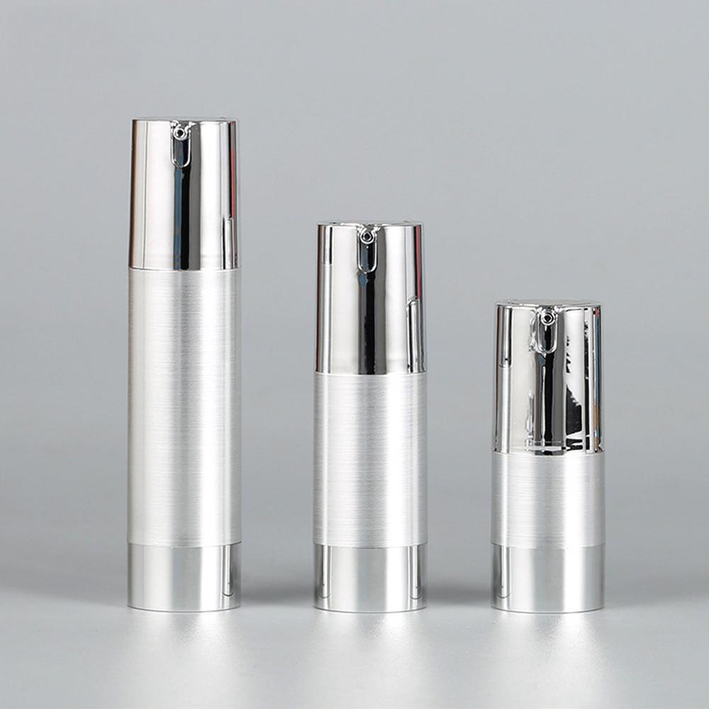 15/30/50ml Silver Travel Lotion Bottle Empty Vacuum Pump Bottles Facial Cream Airless Bottle Cosmetics Spray Refillable Bottle