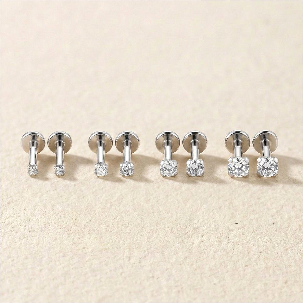 2/8PCS Stainless Steel Eearring Nose Stud Cartilage Piercing Jewelry Helix Tragus Lip Gold Color Tiny Earrings for Women 18G