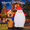 4.92FT With LED Light Inflatable Santa Claus Reindeer Toy Xmas Yard Lawn Supplies Home Decor Ornaments Christmas Holiday Gifts