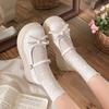 SSBL] Retro bow round head platform small leather shoes women's new skirt Mary Jane shoes