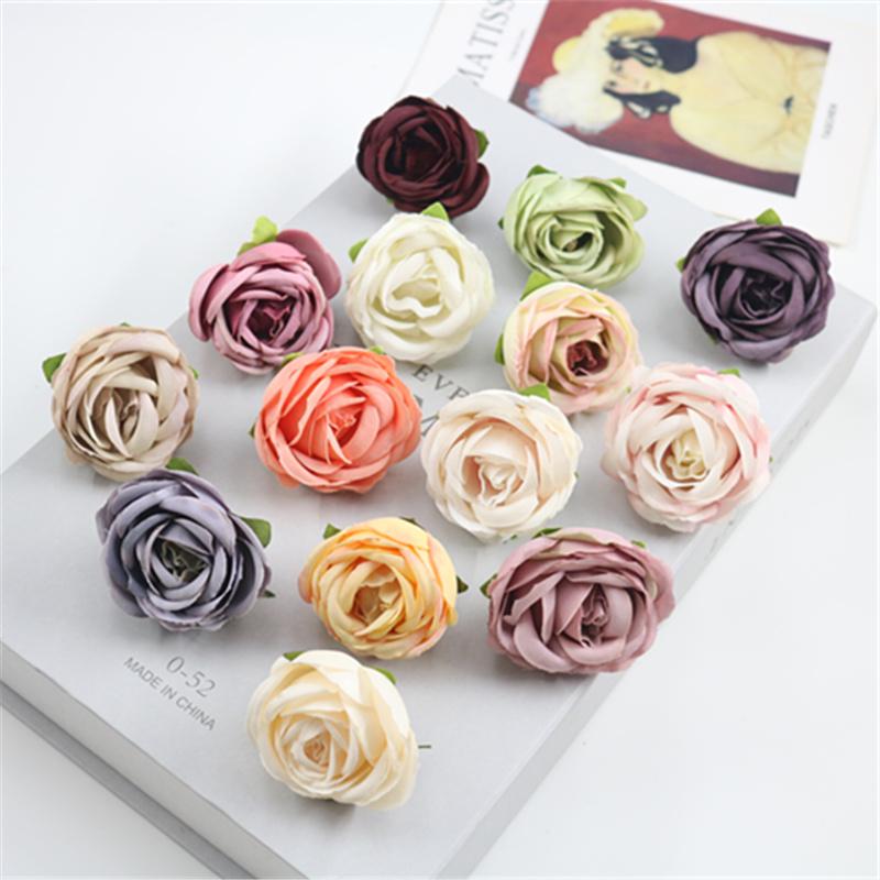 Retro Rolled Edge Silk Rose Flower, Artificial DIY Material for Gift Box, Decoration, and Wedding Arrangement