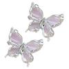 1 Pair Women Stud Earrings Double-layered 3D Butterfly Faux Opal Polished Anti-slip Ear Studs Prom Dating Party Ear Jewelry