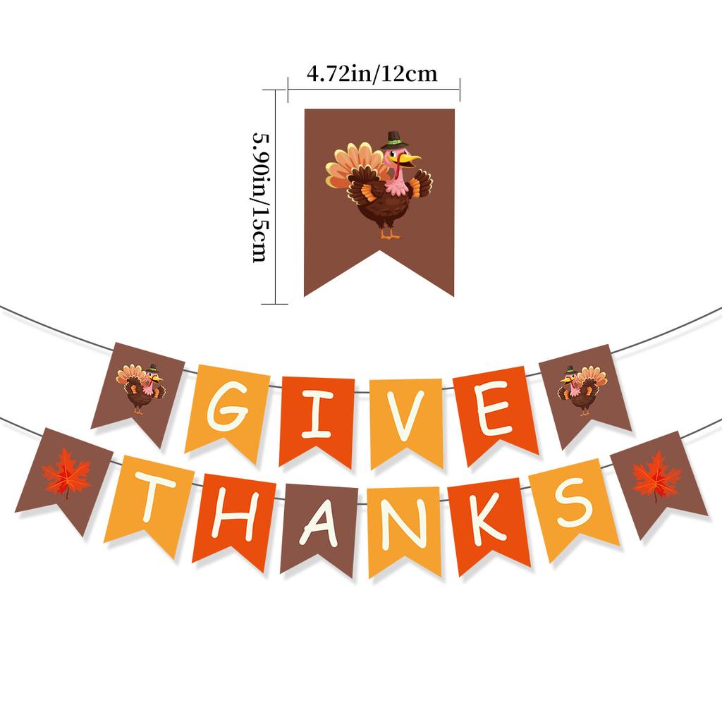Thanksgiving Party Decoration Banner Harvest Festival Arrangement Turkey Pumpkin Maple Leaf La Flower