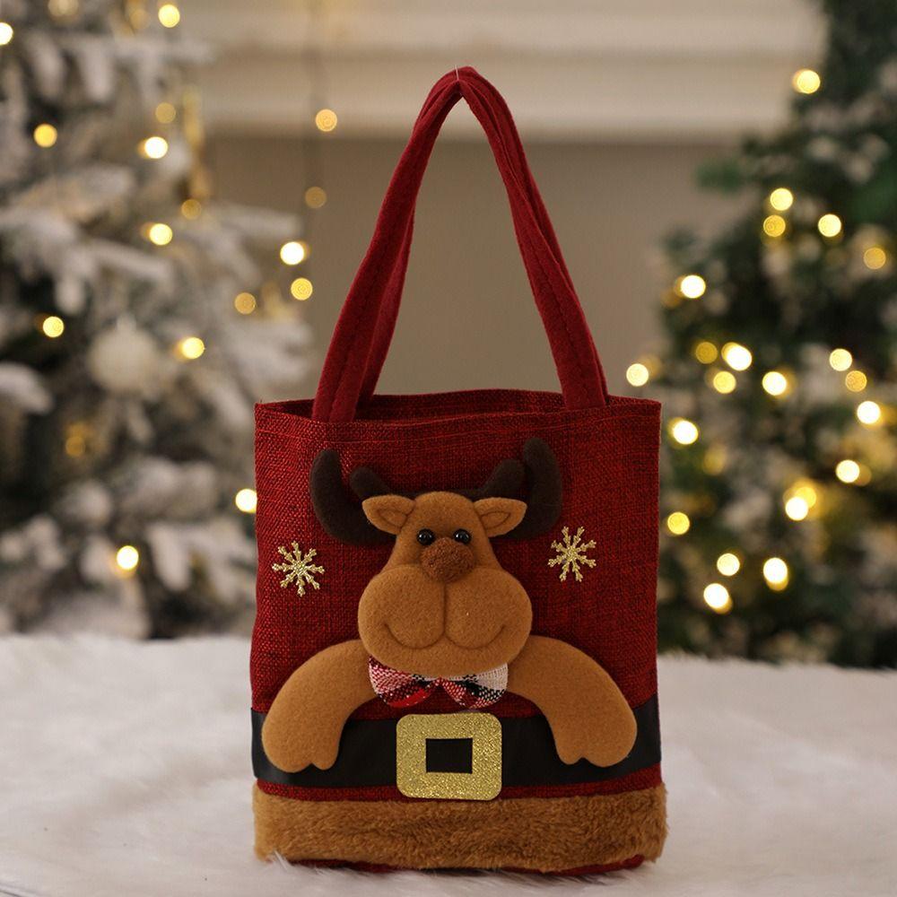 

Elk Gift Plush Bag Gift Pouch Candy Bags Lovely Christmas Present Bags Christmas Tree Decoration C