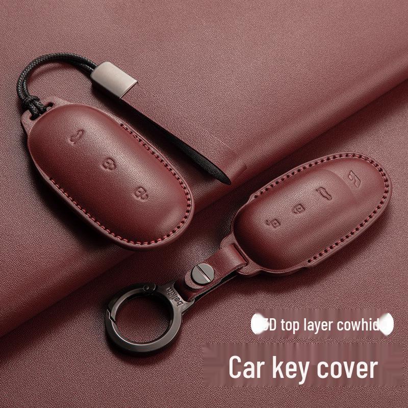 Key Protective Cover for Ideal L6-L9: Genuine Leather, Car Use, Keyring-Compatible Bag