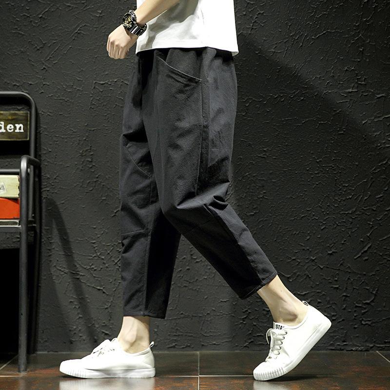 

Plus Size Summer Casual Pants Man Trendy Japanese Cropped Pants Loose Pants Men 5xl XL