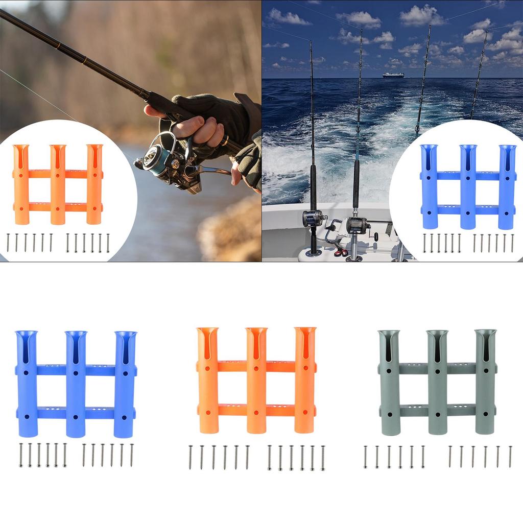 3 Tube Links Fishing Rod Holder Support Gift for Husband Equipment 3 Hole Fishing Rod Rack for Yacht Truck Garage Marine Boats