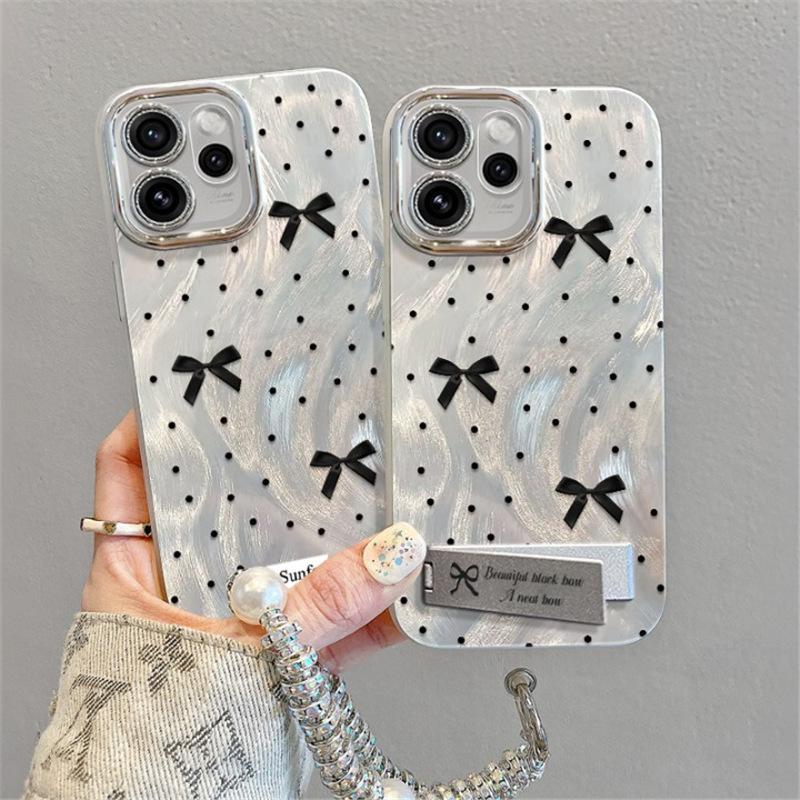 Applicable to opporeno15pro mobile phone case anti-drop belt hanging chain OPPOreno15 niche set polka dot bow