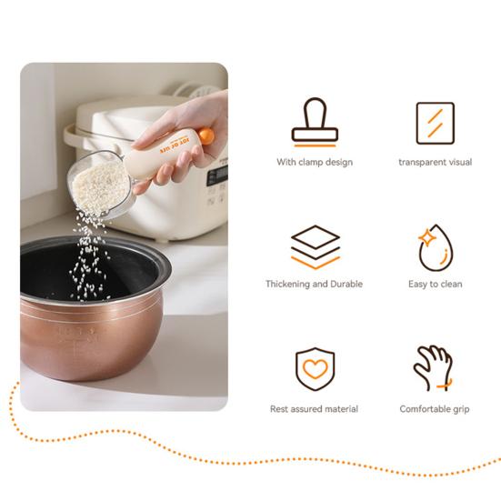 Rice Scoop with Sealing Clip Large Kitchen Measuring Spoon for Flour Grains Food-Grade Plastic Kitchen Scoop for Cereal Containers Pantry Organization