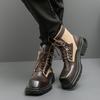 Men’s Retro Punk Thick Sole Platform Boots Jockey Boots Street Style Square Toe Motorcycle Boots High Boots Plus Size