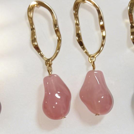 Simple imitation Baroque pendant earrings, fashionable versatile style geometric hollow earrings, daily party ears