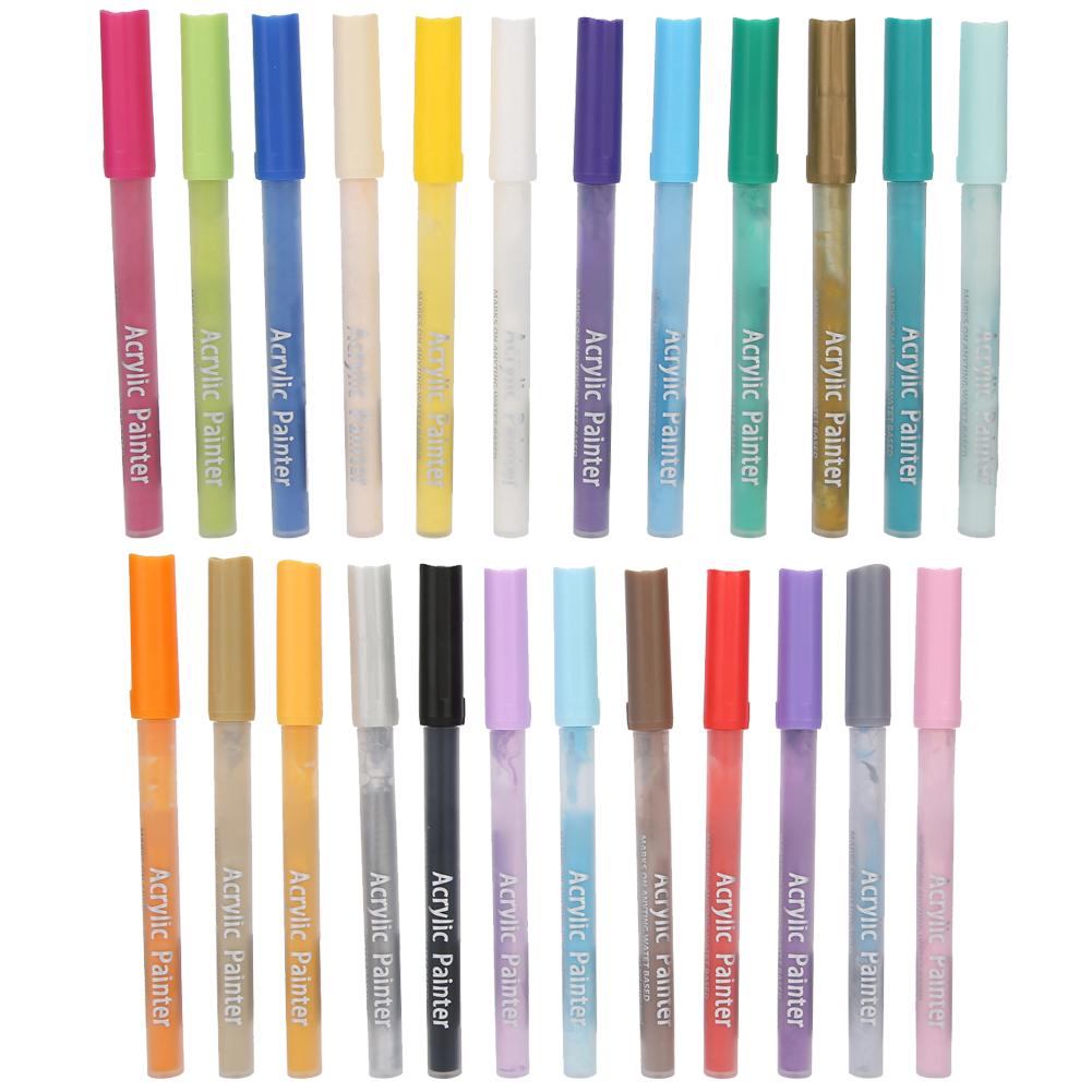 Coloured Acrylic Marker Pen Kit Non Toxic Water Based Painting Drawing Tool(24 Colors )