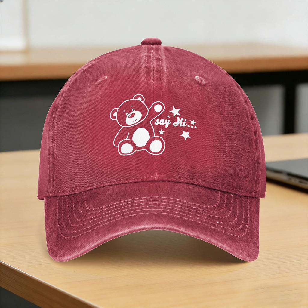 Teddy Bear Playing Badminton Print Casual Baseball Cap Summer for Young Unisex And Women Trucker Hat Hot Sale Kpop