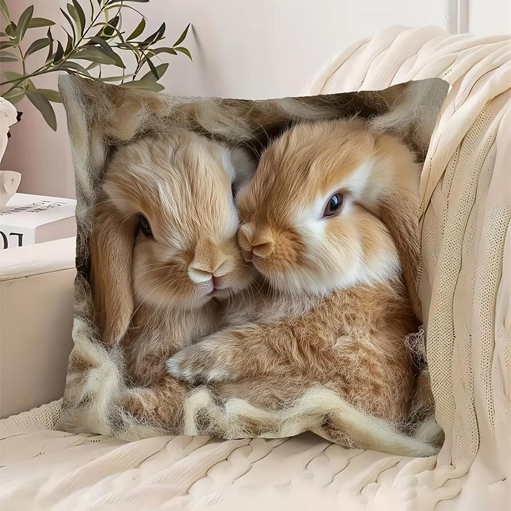 1 Easter Bunny Pillow With Eggs Decorative Cushion Cover For Sofa Home Decor 2D Print