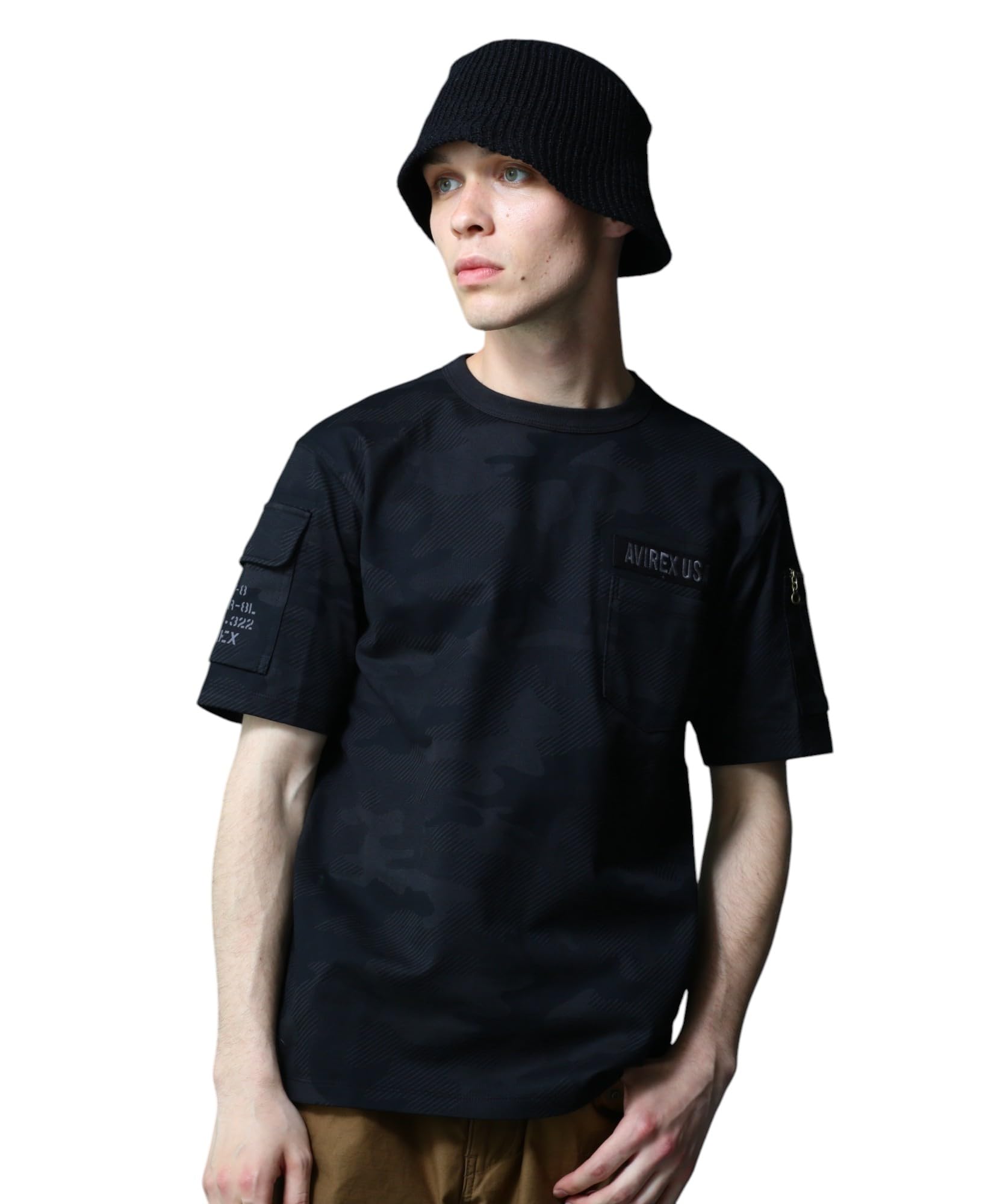 AVIREX FATIGUE T-SHIRT men s XL 012 black camo 783-5934010
