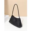 Handcrafted Woven Shoulder Crossbody Bag Simple Casual Ladies Handbag Underarm Bag Fashion Crescent Soft PU Leather Handbag