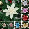 Merry Christmas Xmas Tree Decorations Poinsettia Glitter Flower Christmas Flowers Fake Flowers