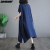 Dimanaf Plus Size 2024 Spring Summer Women Denim Dress Casual Vintage Loose Oversized Long Dress Irregular