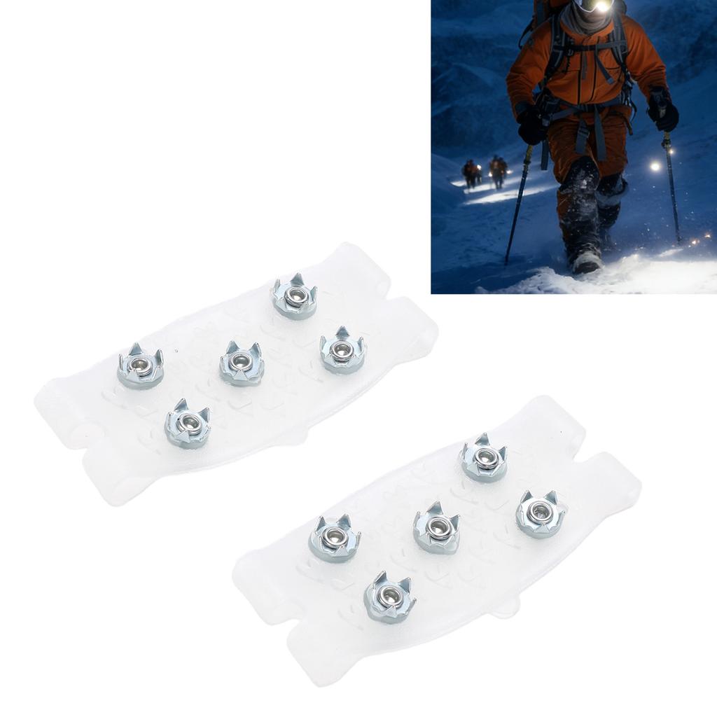 2pcs 5 Prong Ice Cleats Non Slip Enhanced Grip Portable Shoe Spikes for Winter Hiking Snow Traction