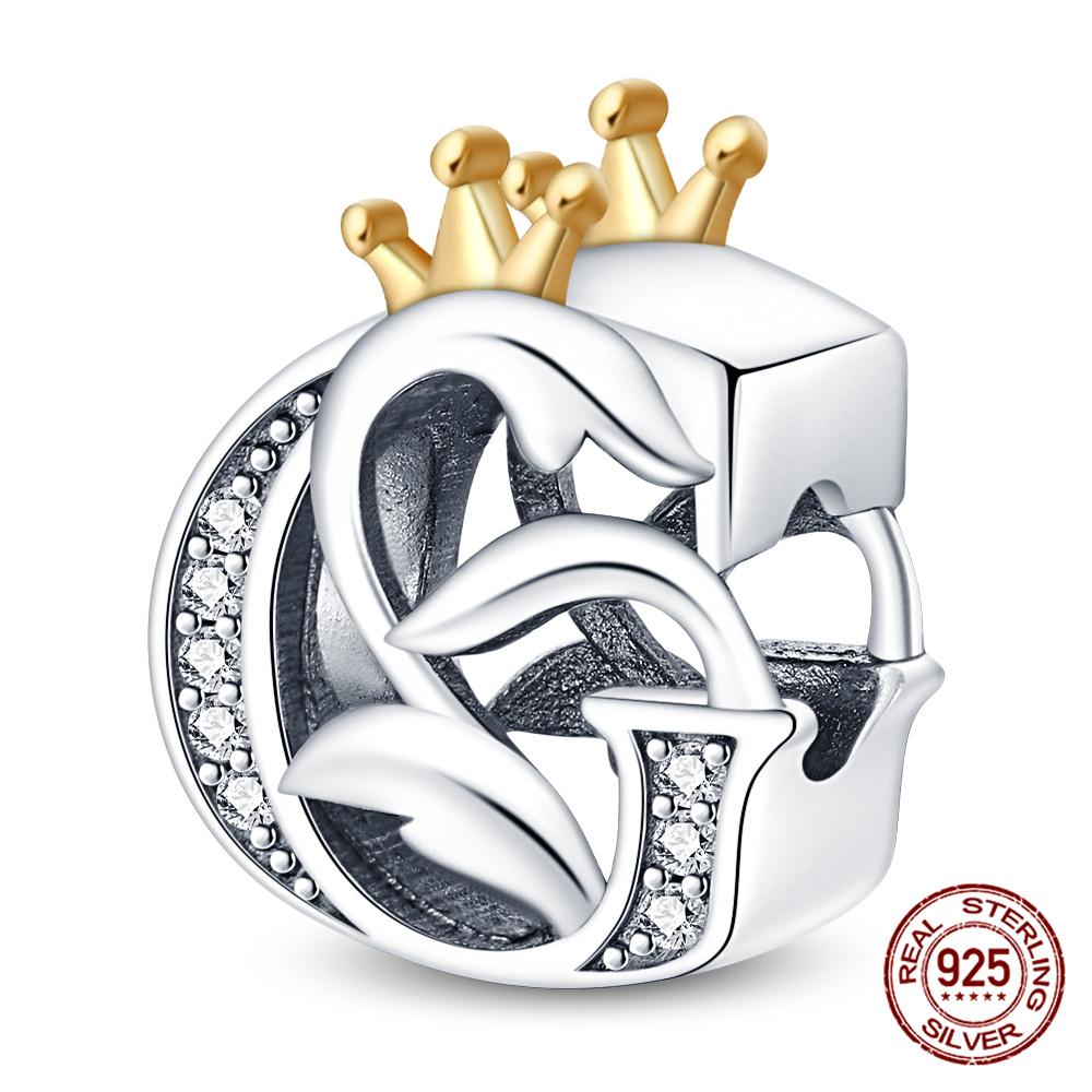 Classic Crown 26 Letters A-Z Copper Charms Fitoriginal Bracelets Diy Jewelry Making For Women Gift