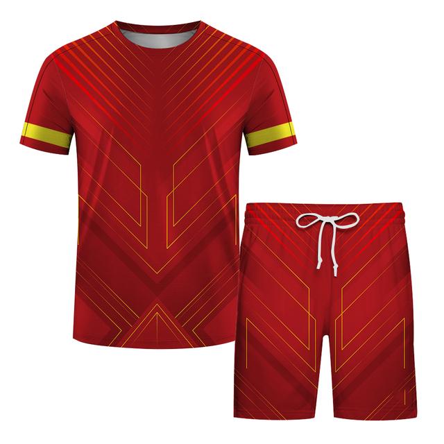 Odzież treningowa topy spodenki 2 sztuki dla mężczyzn kolarstwo na świeżym powietrzu strój sportowy męski dres codzienny O-neck zestawy z krótkim rękawem stroje