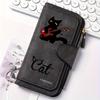 Women's Black Striped Cat Long Wallet Multi - functional Snap - button Coin Purse Ideal Gift for Cat Lovers Daily Use and Outdoor Activities