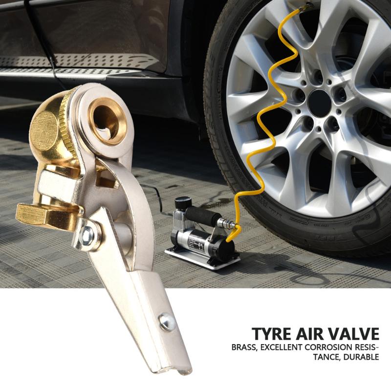 

Heavy Duty Brass Tire Valve Clip Air Chuck Quick Connect Inflation Nozzle For Car Truck Tire Inflator Tool срібний
