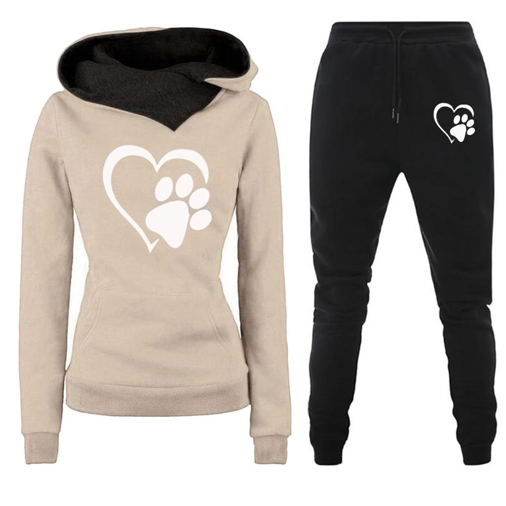 New Spring and Autumn Winter Casual Sportswear Set with Love Letter Printed Women's Hoodie and Sweatshirt Set Trendy
