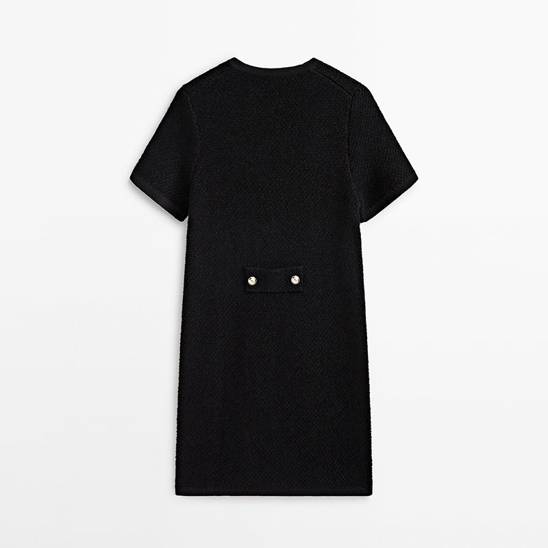 MD Women's Clothing Early Autumn Classic Style Fancy French Heavy Industry Black Short V-neck Dress Female 06637624800