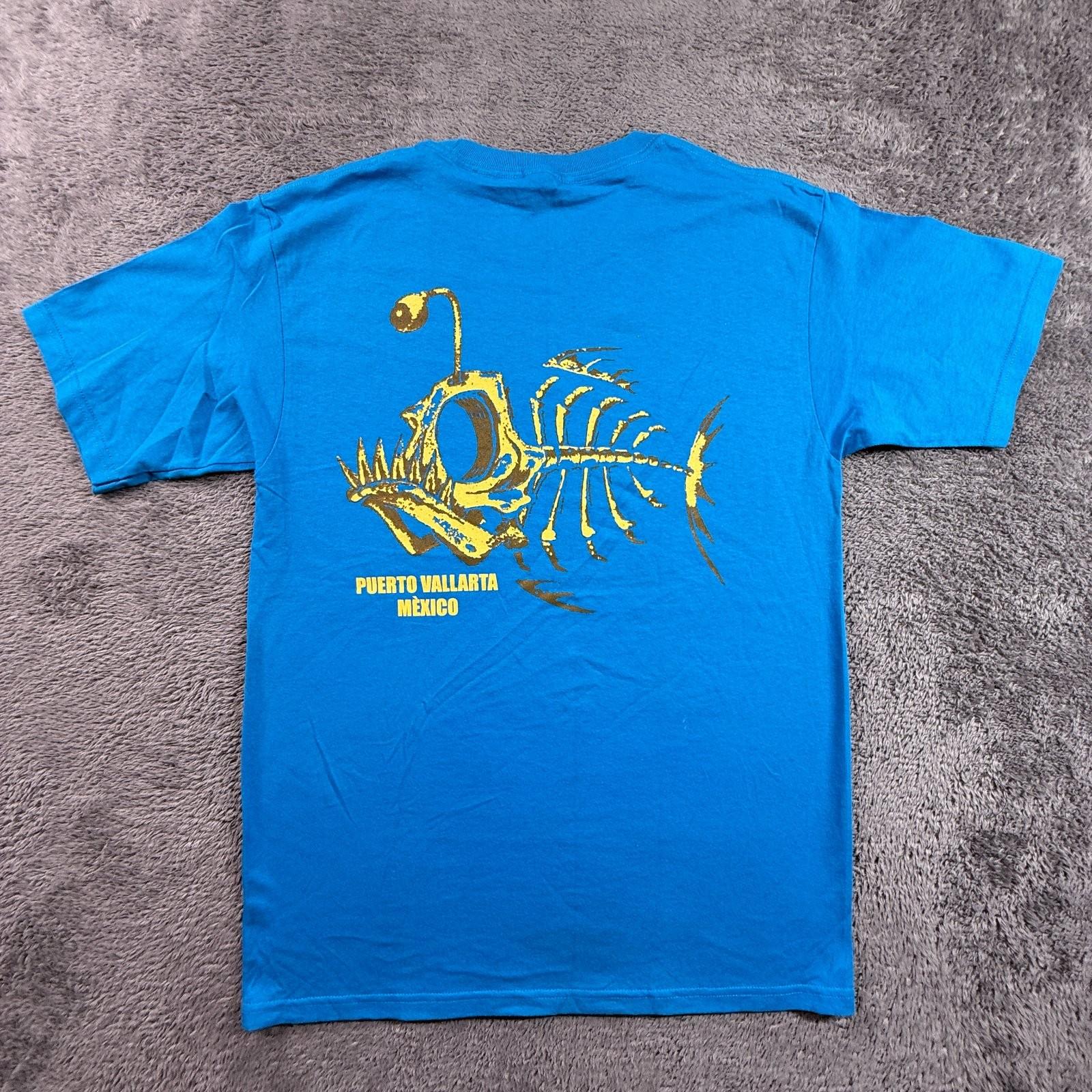 Yazbek Men s M Blue Anglerfish Puerto Vallarta Mexico Tourist Crew Neck Tee Unisex T-Shirt XL