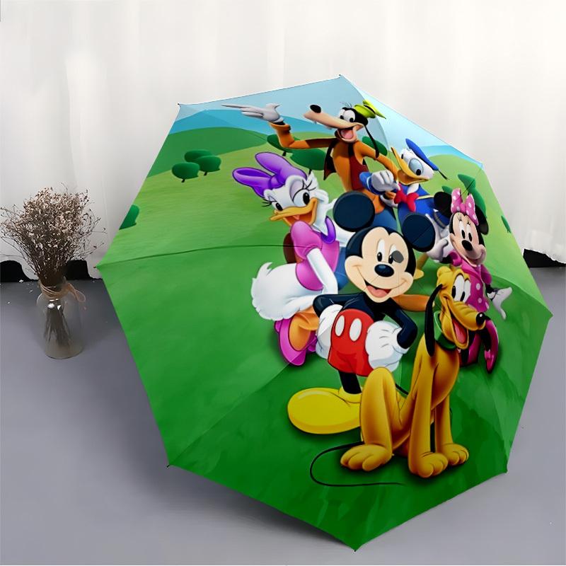 1pc Mickey Mouse Automatic Folding Umbrella, 8-Rib Portable & Foldable Design, Highqualityy0722058