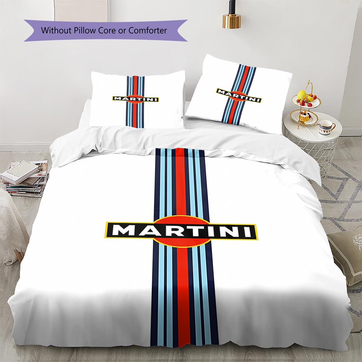Martini Racing Muster Bettwäsche, Steppbett Set Bettbezug Kissenbezug Zuhause Geburtstagsgeschenk (1 Bettbezug + 2 Kissenbezüge, ohne Füllung) 135x200cm