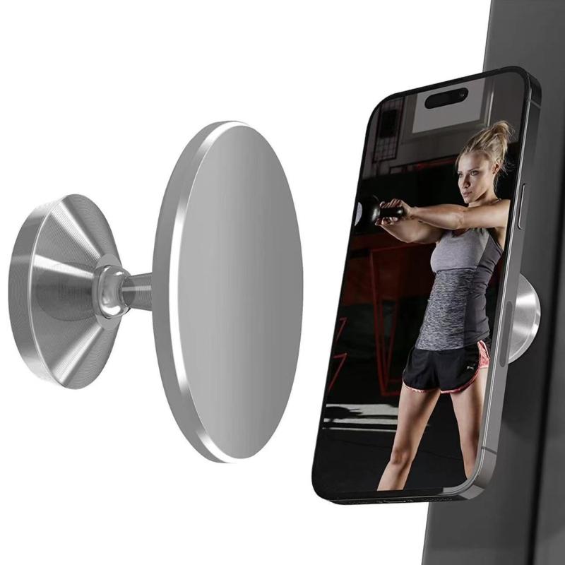 Magnetic Gym Phone Holder for Phone 14 13 12 Series Working Out Video Double Sided Strong Magnet with 360 Degree Rotatio