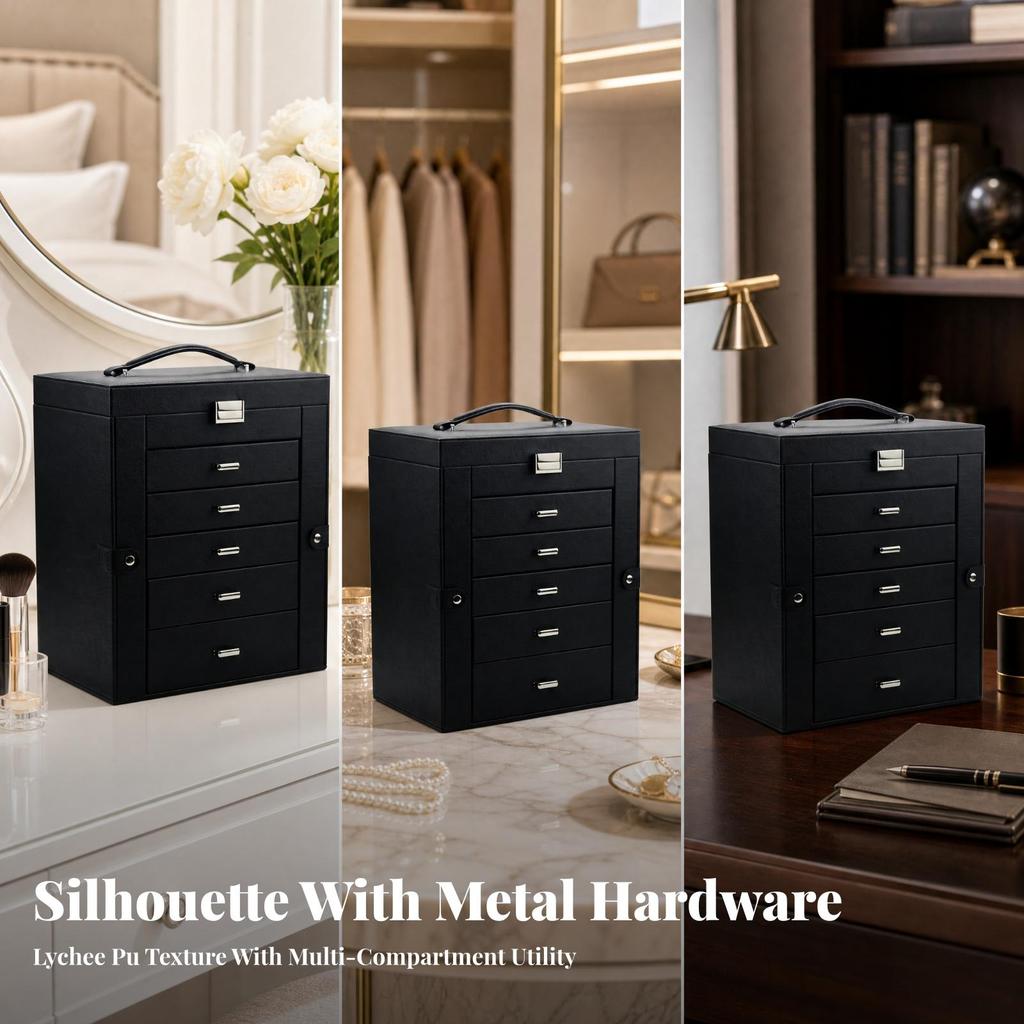 Jewelry Organizer Box with Drawers Compartmentalized for Vanity