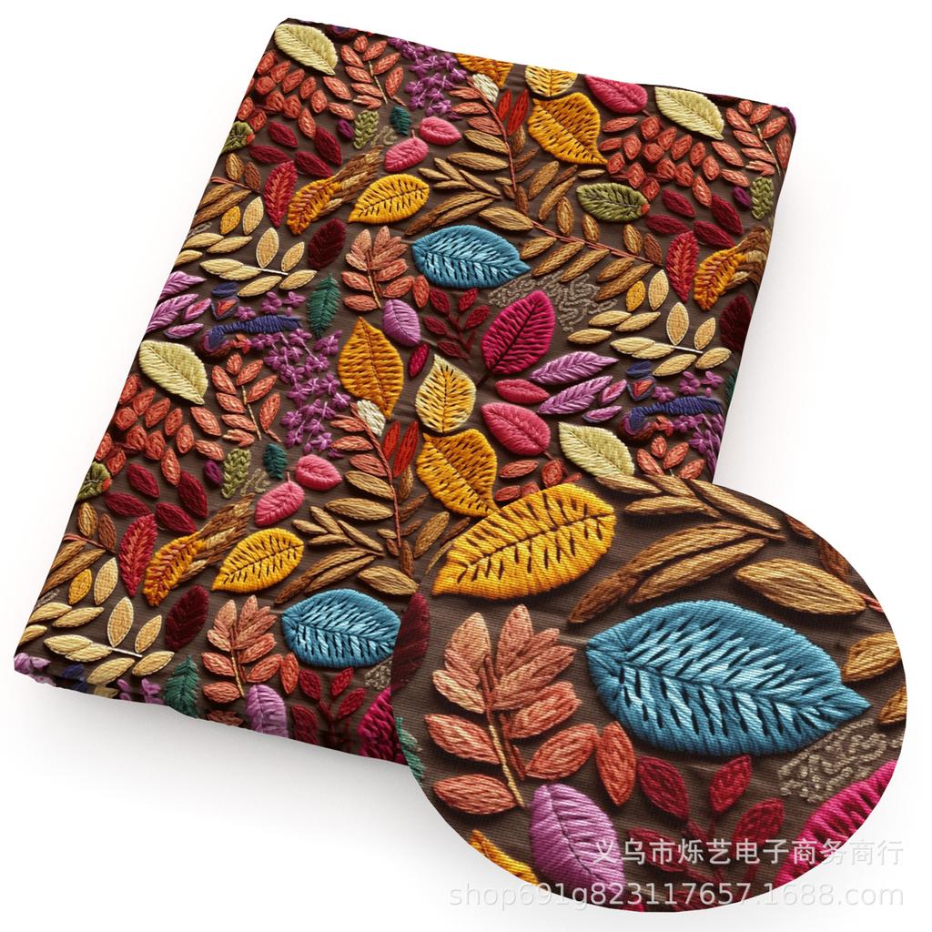 DIY Synthetic Leather Fabric Flowers Florals Printed Imitation Embroidery Faux Leather Shoes Imitation Embroidery