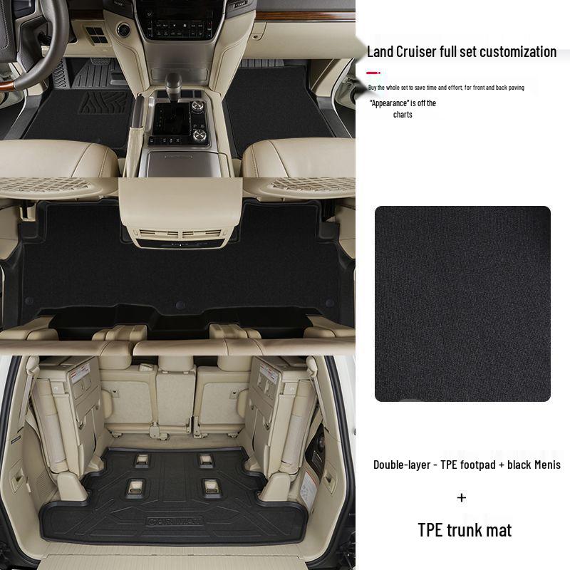 Waterproof Wear-Resistant Carpet Floor Mats for Toyota Land Cruiser LC200/LC300 Door Sills