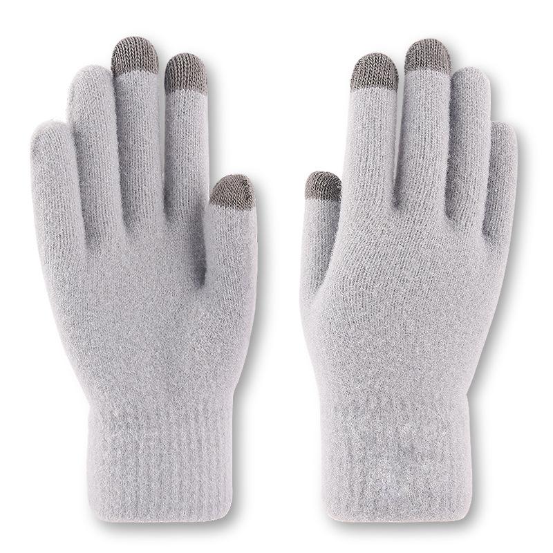 New Touch Screen Gloves for Women In Winter Coral Velvet Thickened High End Warmth Cute Cold Proof Knitted Gloves Touch Control