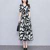 Plus Size Slimming Waist-cinching Polyester Dress for Middle-aged Mothers