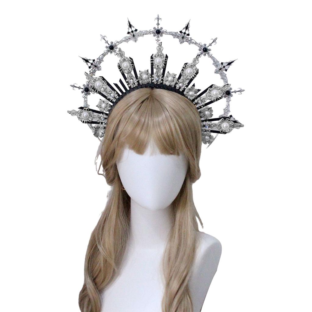 Mother of God Tiaras Crown Hairhoop Craft Bag Elegant Masquerade Cosplay Headband Women Church Headband Crownpiece Kits