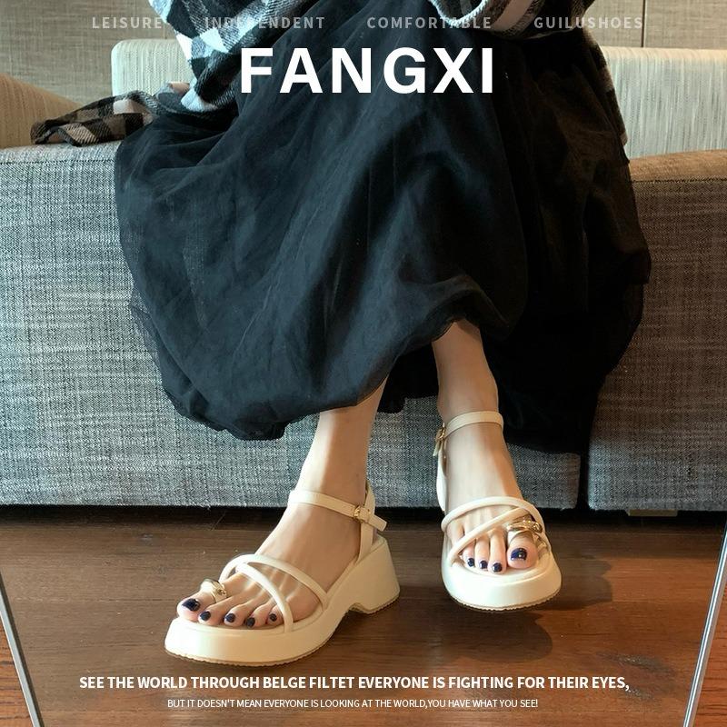 Sheepskin cover toe platform sandals women's summer wear cross belt buckle belt muffin cool slippers