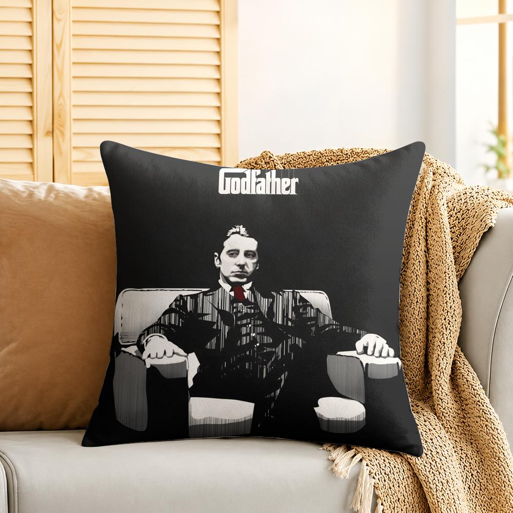 The GGodfather Movie Cushion Cover Silky Short Plush Invisible Zipper Dustproof Sofa Pillow Case For Home Decor
