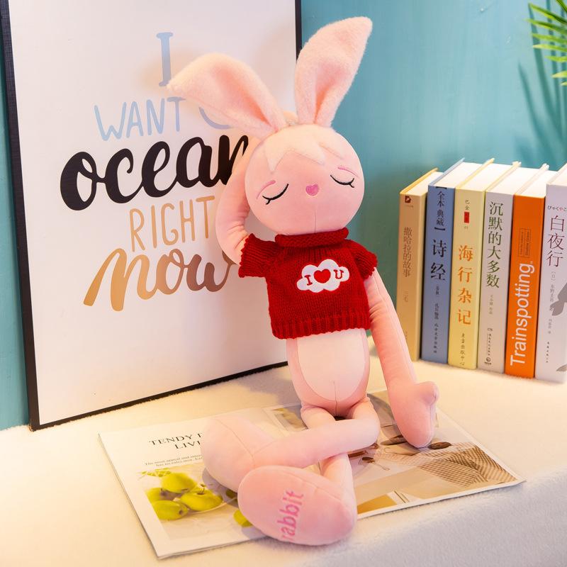 Pink Naughty Rabbit Doll Long Legs Big Ears Rabbit Pillow Children's Birthday Gift Home Decoration Event