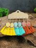 Bohemian Round Colored Glaze Alloy Earring Set Retro Ethnic Style Long Tassel Earrings Women's Girls' Personalized Zircon