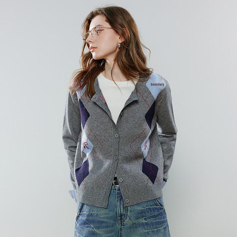 Retro Argyle Jacquard Knit Cardigan