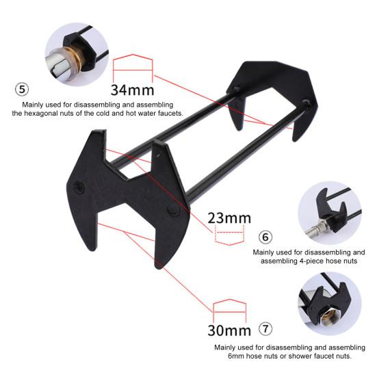 Multifunctional Sink Wrench 360-Degree Rotation Faucet Installation Under Sink Repair Kitchen Bathroom Wrench Plumbing Tool