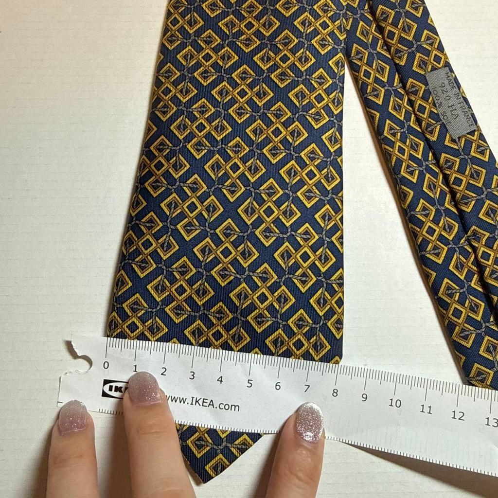 Used HERMES tie navy all-over pattern silk