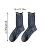 1PC Navy Blue Timeless Seamless Well-Made Versatile Comfortable Vintage Soft Mid-Calf Elegant Socks Seam-Free