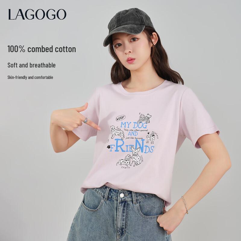 LAGOGO Women s Pet Print Cotton T-shirt M