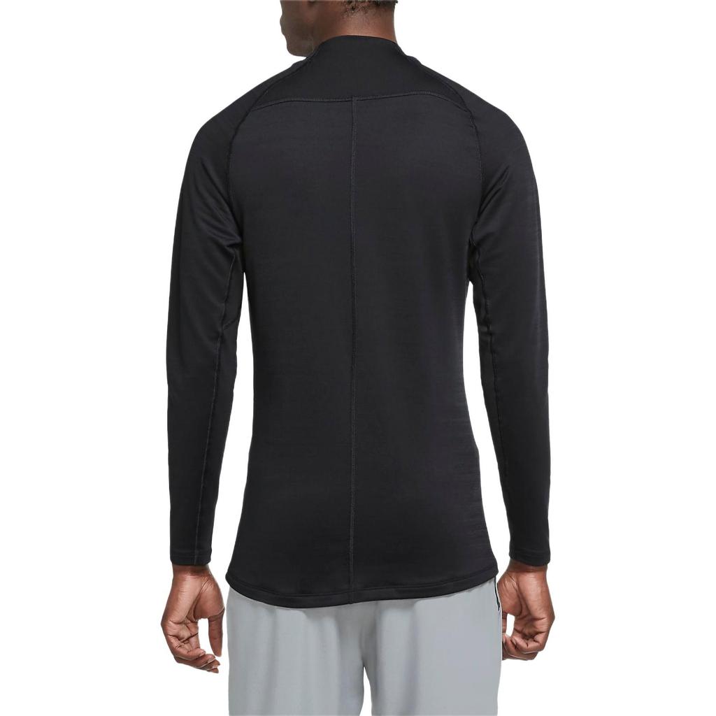Nike Pro Color Block Logo Design Stand Collar Long Sleeve T-Shirt Men tops Black CU4970-010