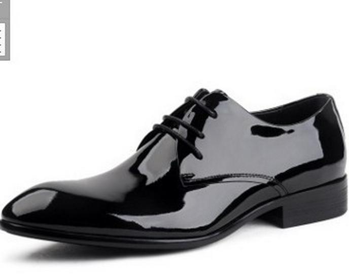 Brother Village Men's Patent Leather Lace-Up Formal Shoes – Shiny, Pointed Toe for Business or Weddings.